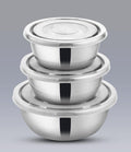 High quality stainless steel 3 pcs bowl set with plastic lid